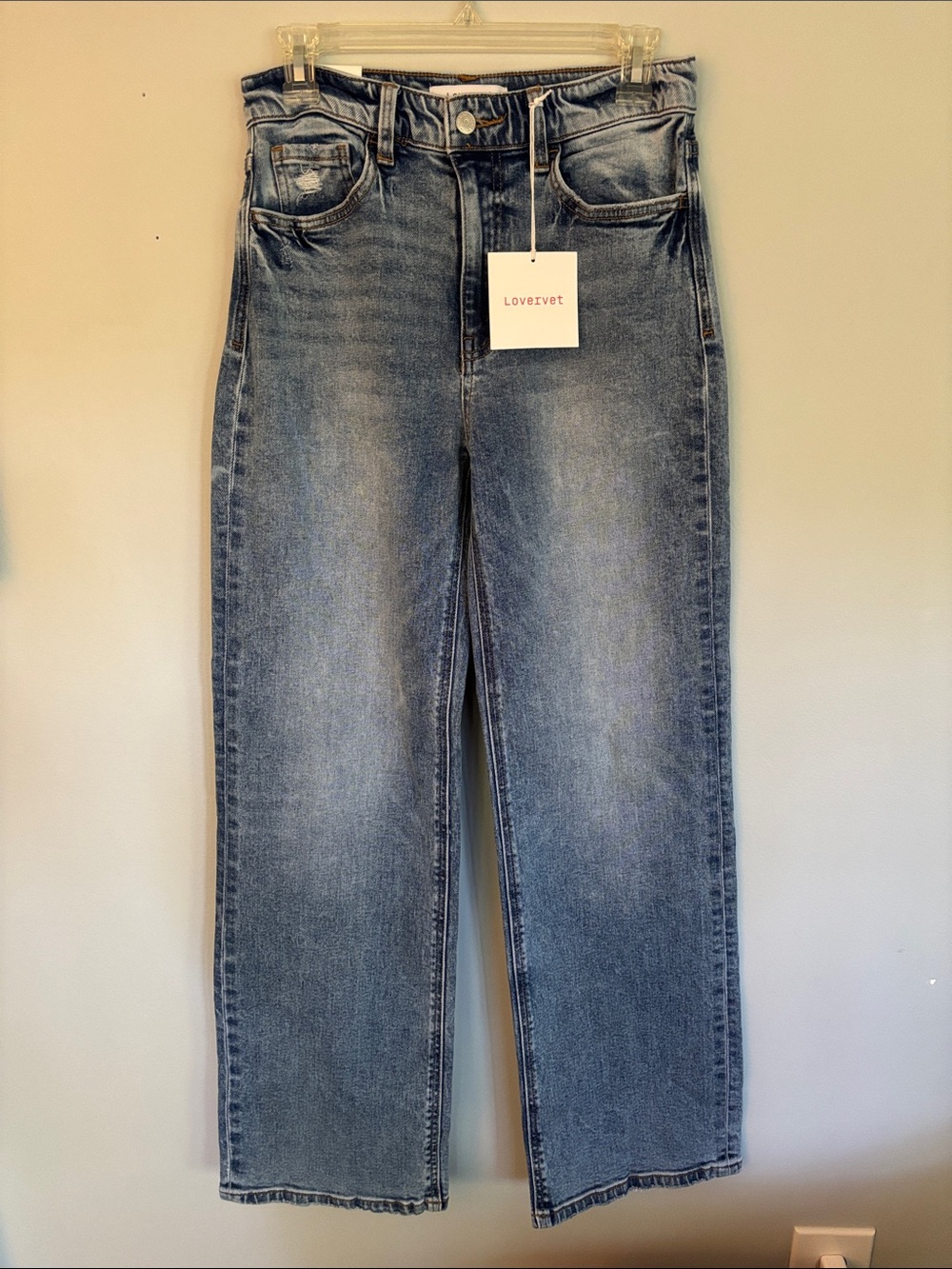 NWT LOVERVET High-Rise Wide Leg Jeans in Washed Blue